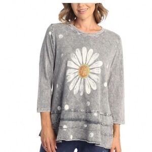 Jess & Jane Daisy Top Medium Grey NWT Mineral Wash Tiered Ruffle M66-1361